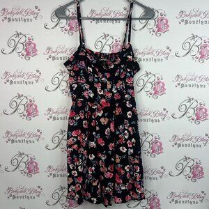 Express dress flowers smocked Floral Print Intimate Dress - Black and Pink